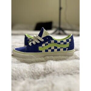 Vans Men's Sk8-Low Casual Sneakers Vintage Sport Checkerboard Blue Sz M7 W8.5